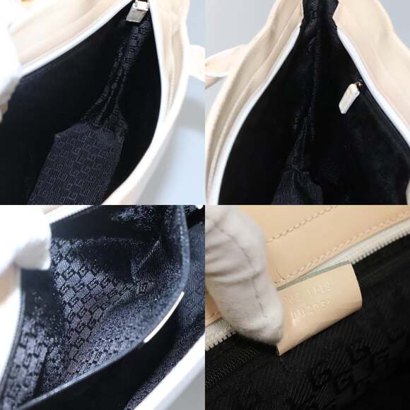 GUCCI Sherry Line Hand Bag Canvas White Black - Picture 12 of 12